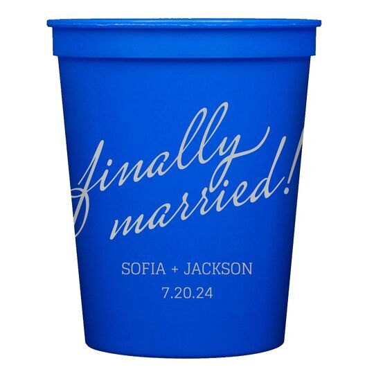 Expressive Script Finally Married Stadium Cups